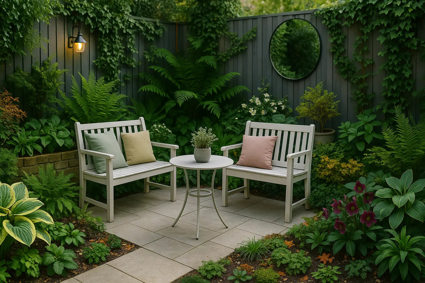 tuin op het noorden ingericht