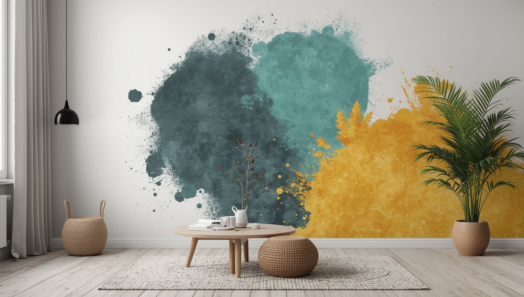 verf inspiratie op een muur in de woonkamer