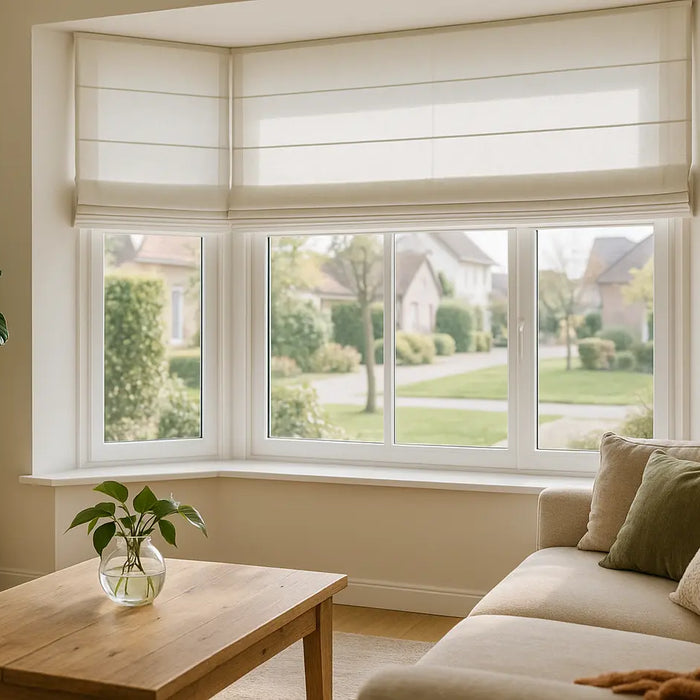 vouwgordijn in een erker