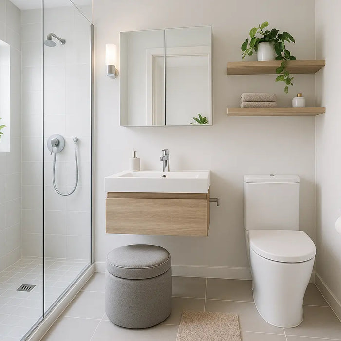 zeer kleine ingerichte badkamer