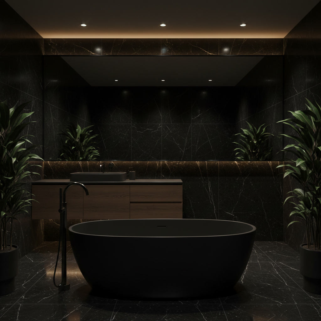 zwart badkamer stijlvolle spa