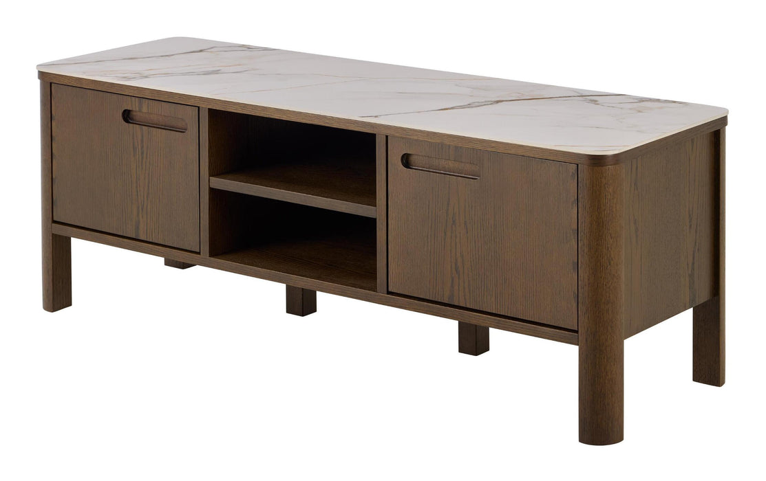 Bendt TV-meubel Jawana Marmerlook en eikenfineer, 120cm - Beige