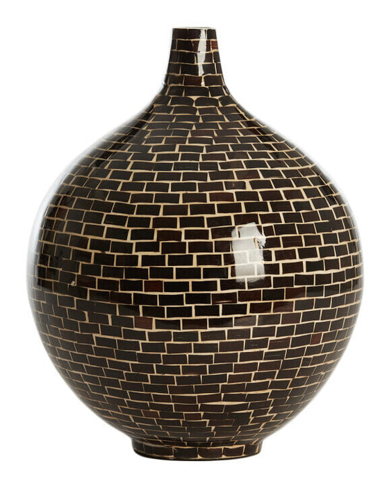 Light & Living Vaas Elorza Mozaïek, 35cm - Donkerbruin - Rond
