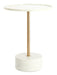 Light & Living Ronde Bijzettafel Civita Marmerlook, Ø41cm - Wit/Antiek Brons