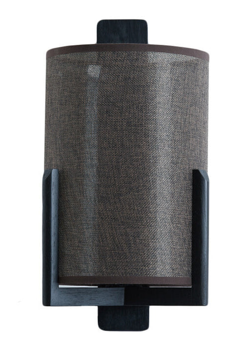 Light & Living Wandlamp Litto Linnen en hout - Donkerbruin - Rond