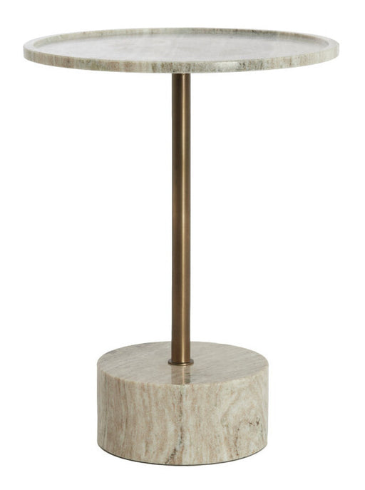 Light & Living Ronde Bijzettafel Civita Marmerlook, Ø41cm - Zandgrijs/Donker Brons
