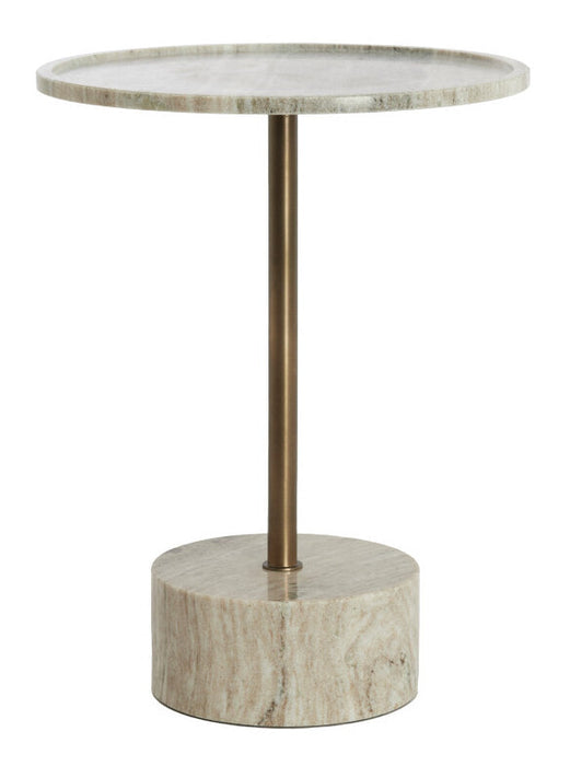 Light & Living Ronde Bijzettafel Civita Marmerlook, Ø41cm - Zandgrijs/Donker Brons
