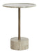 Light & Living Ronde Bijzettafel Civita Marmerlook, Ø41cm - Zandgrijs/Donker Brons