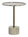 Light & Living Ronde Bijzettafel Civita Marmerlook, Ø37cm - Zandgrijs/Donker Brons