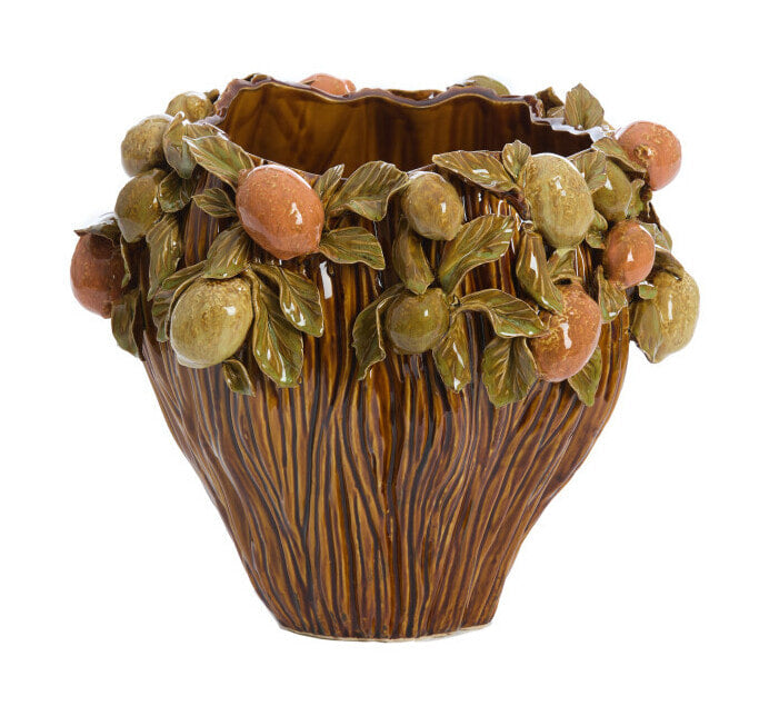 Light & Living Vaas Lemoni Keramiek, 33cm - Bruin/Oranje - Rond