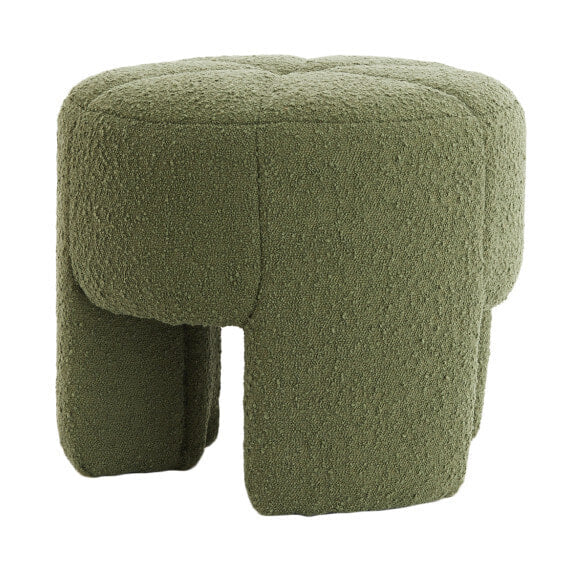 Light & Living Poef Batoemi Bouclé, Ø51cm - Donkergroen - Rond