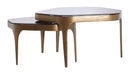Light & Living Organische Salontafel Avi Glas en metaal, Set van 2 stuks - Smoke