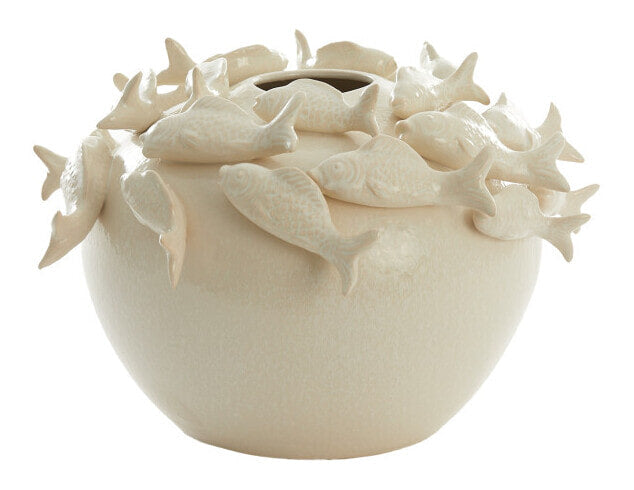 Light & Living Vaas Fish Keramiek, 27cm - Crème - Rond