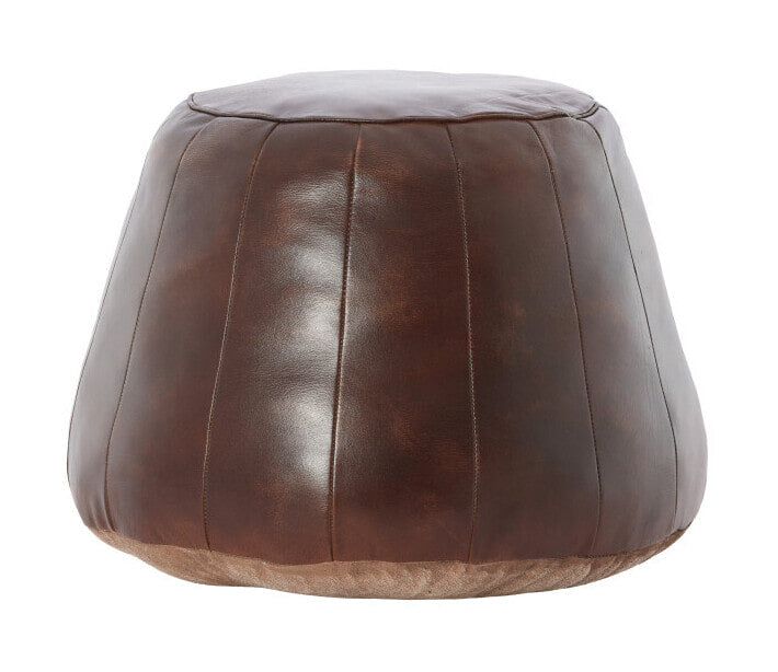 Light & Living Poef Dovio Leder, 56cm - Donkerbruin - Rond
