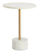 Light & Living Ronde Bijzettafel Civita Marmerlook, Ø37cm - Wit/Antiek Brons