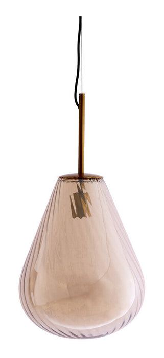 Light & Living Hanglamp Leona Glas, Ø33cm - Amber - Rond