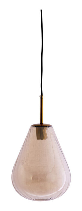 Light & Living Hanglamp Leona Glas, Ø25cm - Amber - Rond