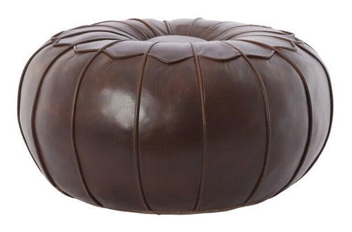 Light & Living Poef Calima Leder, 58cm - Donkerbruin - Rond