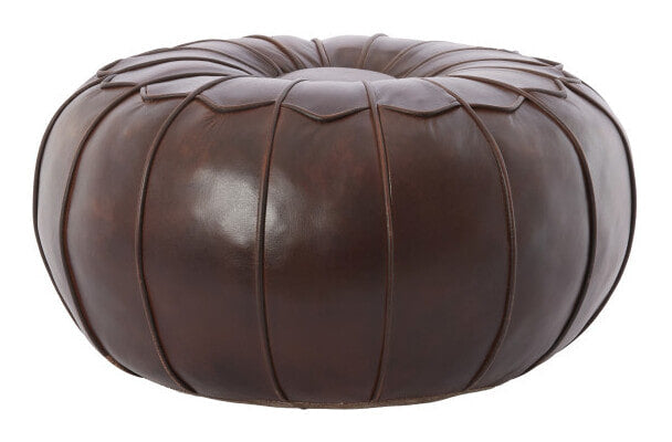 Light & Living Poef Calima Leder, 58cm - Donkerbruin - Rond