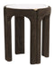Light & Living Ronde Bijzettafel Ali Travertin & Hout, Ø45cm - Donkerbruin