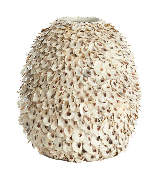 Light & Living Vaas Ubate Schelpen, 35cm - Crème - Rond