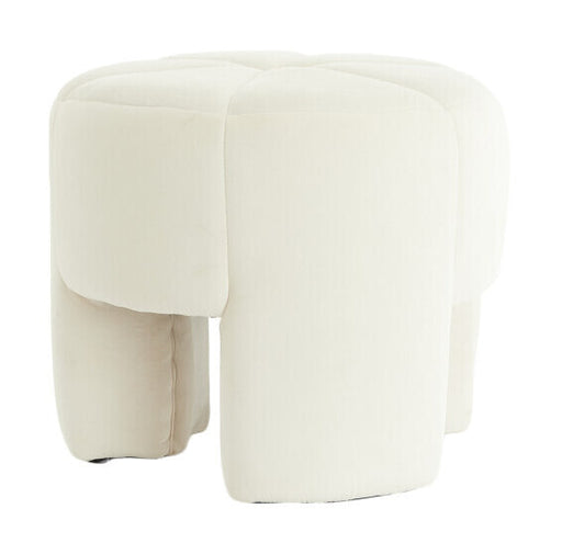 Light & Living Poef Batoemi Velvet - Wit - Rond