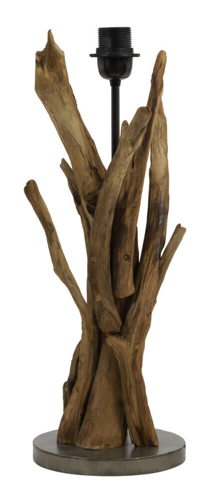 Light & Living Lampvoet Bluma Hout, 50cm - Naturel/Bruin (excl. kap) - Rond