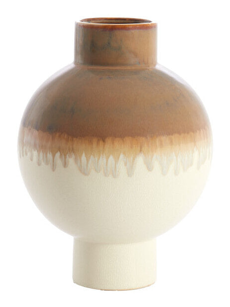 Light & Living Vaas Zelata Keramiek, 38cm - Crème/Taupe - Rond