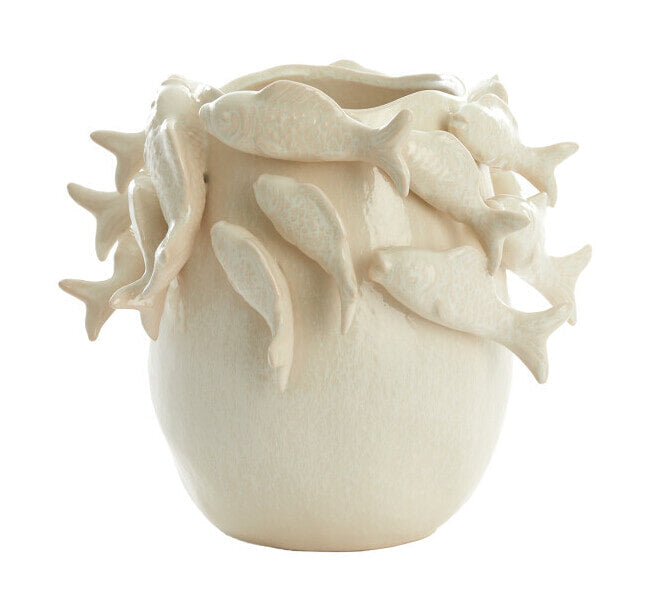Light & Living Vaas Fish Keramiek, 27cm - Crème - Ovaal
