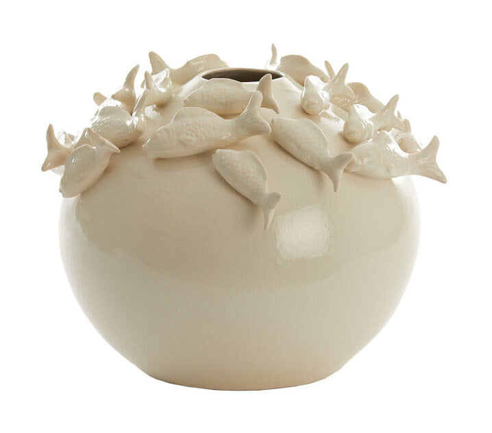 Light & Living Vaas Fish Keramiek, 32cm - Crème - Rond
