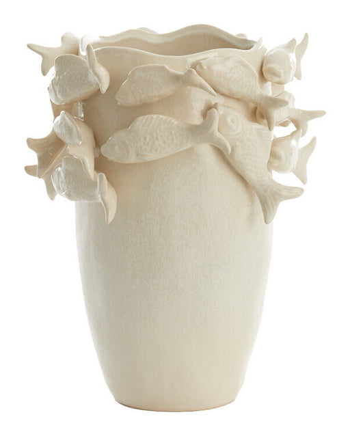 Light & Living Vaas Fish Keramiek, 37cm - Crème - Ovaal