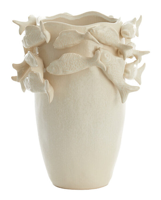 Light & Living Vaas Fish Keramiek, 37cm - Crème - Ovaal