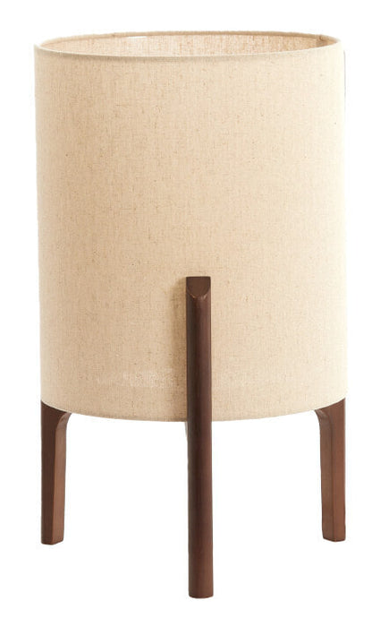 Light & Living Tafellamp Litto Linnenlook en hout, 44cm - Naturel/Donkerbruin - Rond