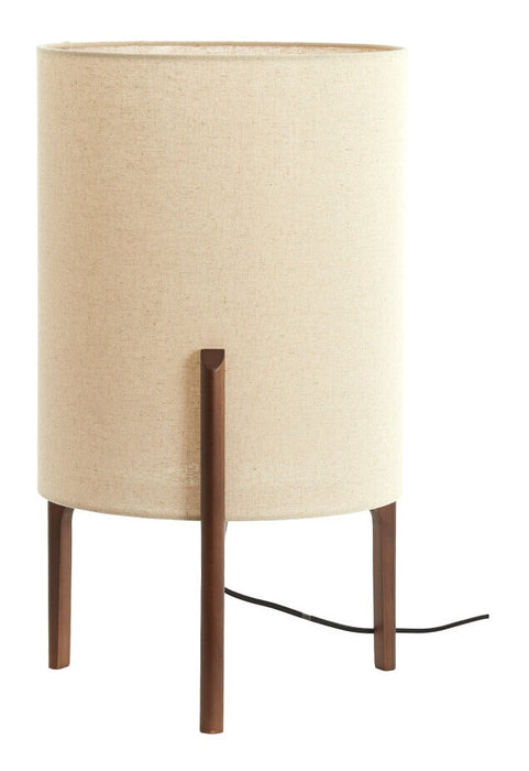 Light & Living Tafellamp Litto Linnenlook en hout, 58cm, Naturel/Donkerbruin - Rond