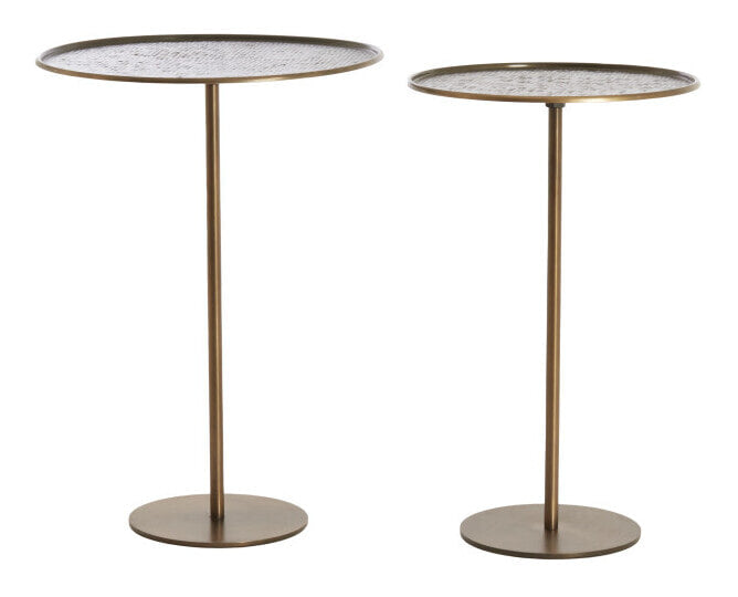 Light & Living Ronde Bijzettafel Lia Set van 2 stuks - Donkerbruin/Brons