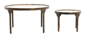 Light & Living Ronde Salontafel Eli Set van 2 stuks - Crème/Antiek Brons