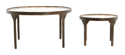 Light & Living Ronde Salontafel Eli Set van 2 stuks - Crème/Antiek Brons