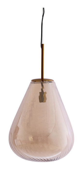 Light & Living Hanglamp Leona Glas, Ø40cm - Amber - Rond