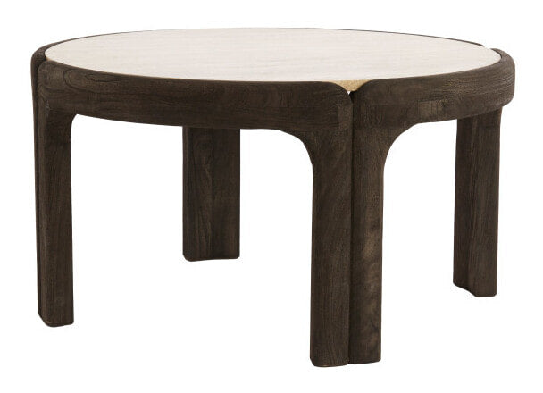 Light & Living Ronde Salontafel Ali Travertin & Hout, Ø75cm - Zand