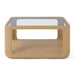 Jesper Home Salontafel Yobeko Mudstone textuur en glas, 80 x 80cm - Beige - Vierkant