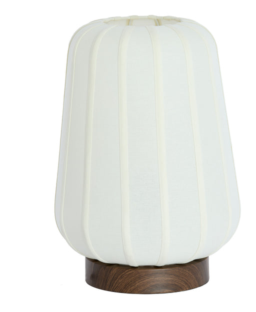 Light & Living Tafellamp Bibia Stof en hout, 42cm - WIT - Rond