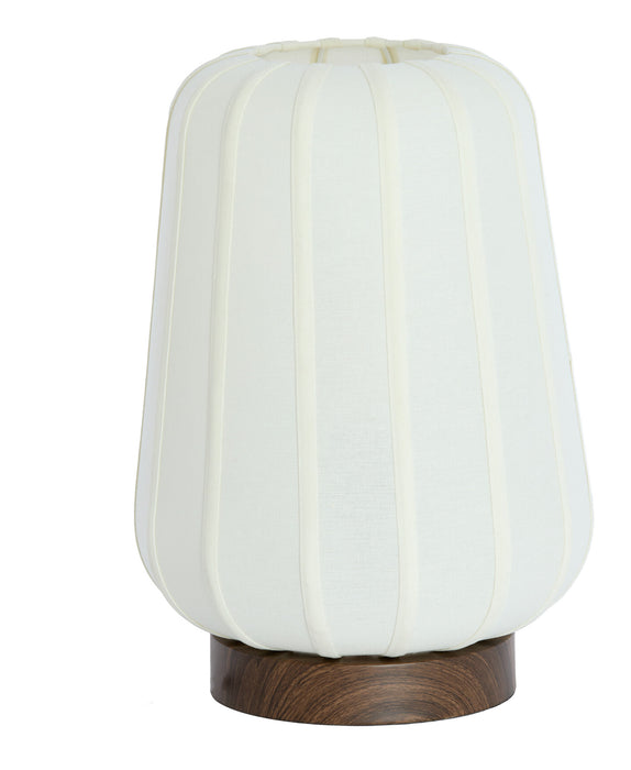 Light & Living Tafellamp Bibia Stof en hout, 42cm - WIT - Rond