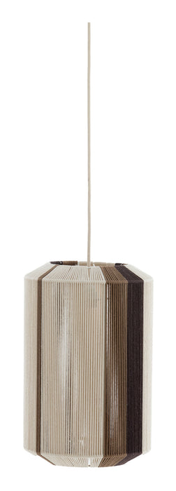 Light & Living Hanglamp Kozana Textiel, Ø30cm - Crème/Donkerbruin - Rond
