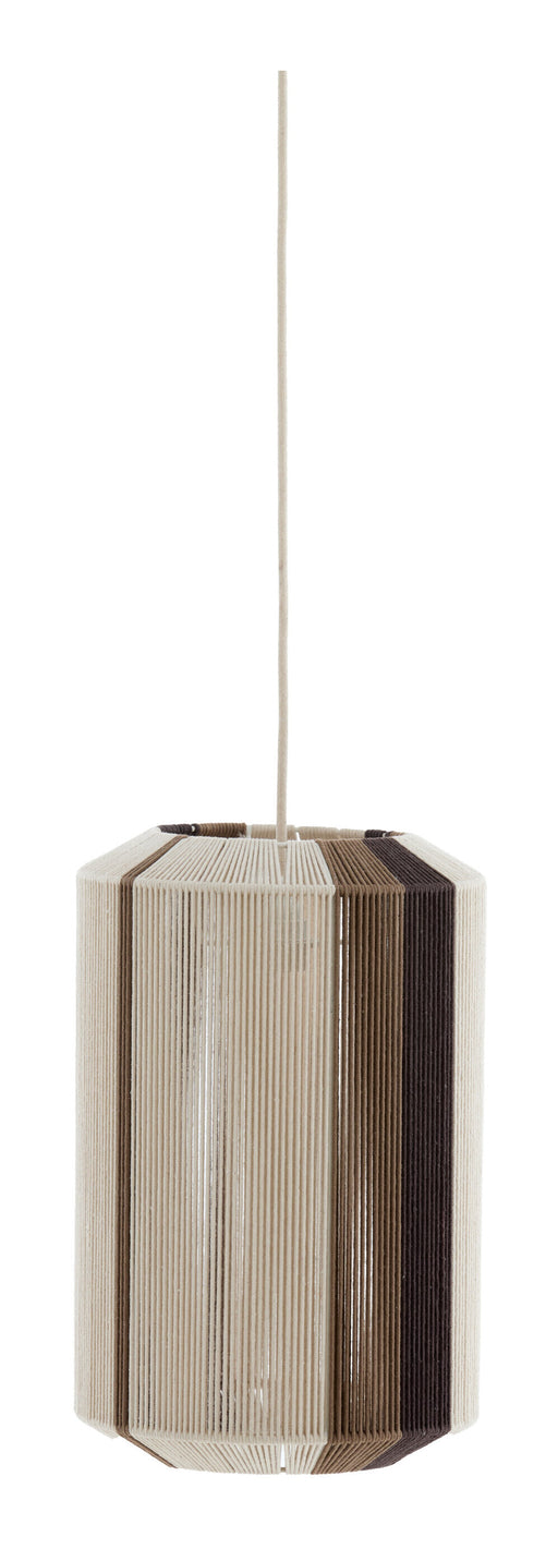 Light & Living Hanglamp Kozana Textiel, Ø30cm - Crème/Donkerbruin - Rond