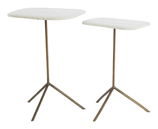 Light & Living Bijzettafel Gia Travertinlook, Set van 2 stuks - WIT - Organisch