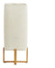 Light & Living Tafellamp Wyn Linnen en houtlook, 39cm - Crème - Vierkant