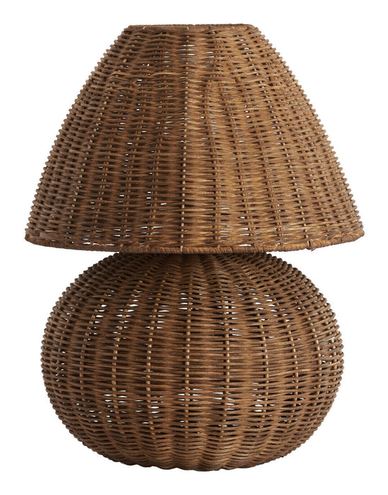 Light & Living Tafellamp Mavon Rotan, 35cm - Donkerbruin - Rond