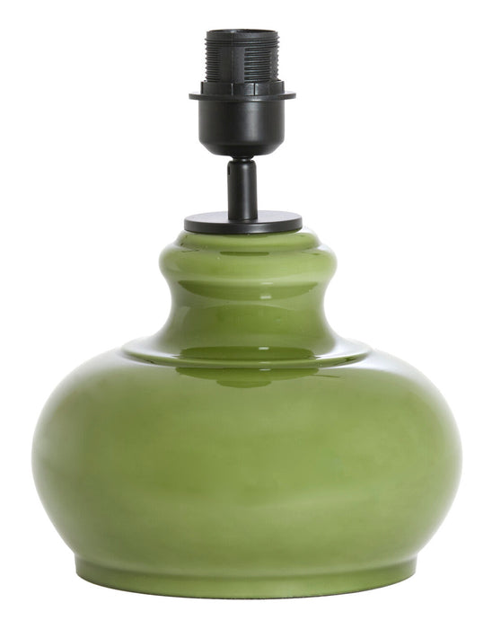 Light & Living Lampvoet Verde Glas, 29cm - Olijfgroen (excl. kap) - Rond