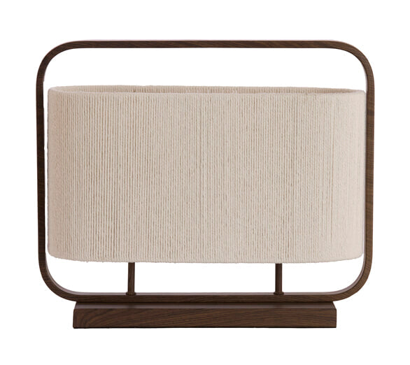 Light & Living Tafellamp Lecce Touw en bruine houtlook, 2-lamps - Crème
