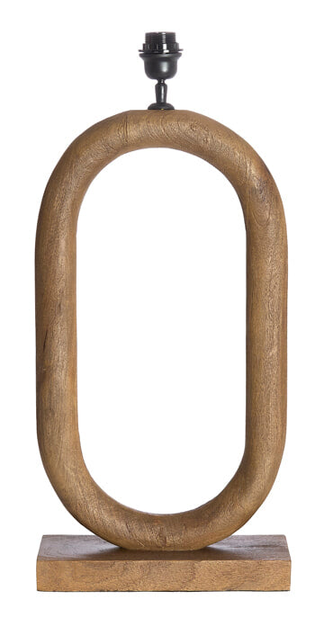 Light & Living Ovale Tafellamp Paceco Hout, 59cm - Grijs/Donkerbruin (excl. kap)
